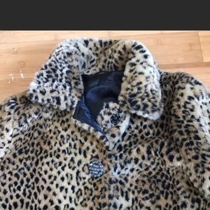 Faux fur leopard print coat